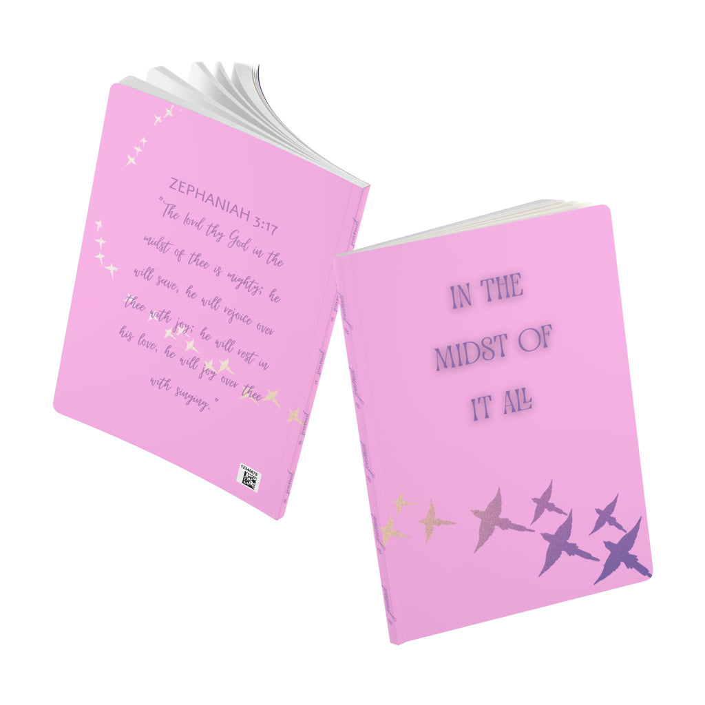 Softcover Journal — "In the Midst of It All" Christian Scripture Notebook (Zephaniah 3:17)