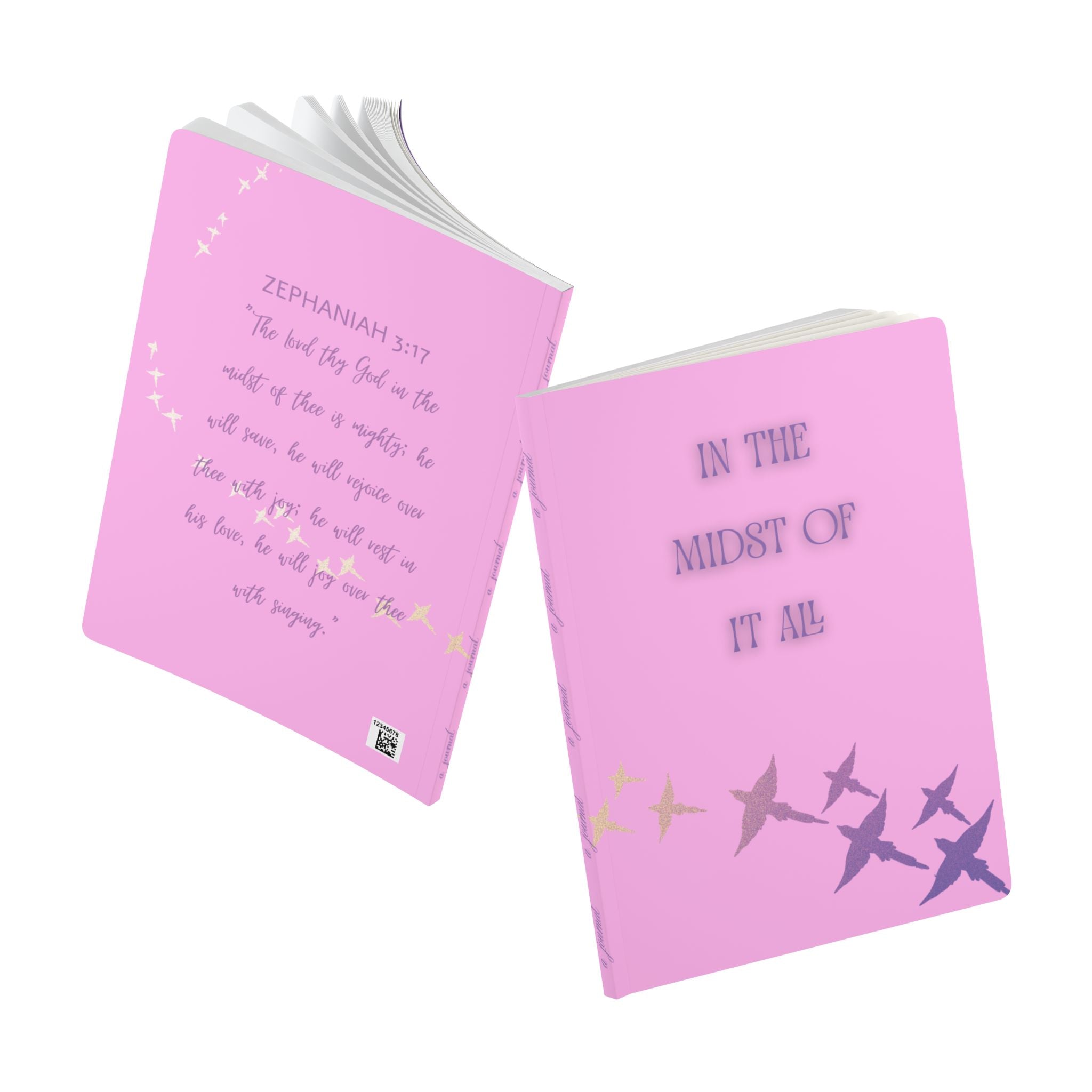 Softcover Journal — "In the Midst of It All" Christian Scripture Notebook (Zephaniah 3:17)
